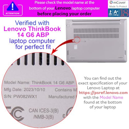 mCover Case ONLY Compatible for 2023~2025 14" Lenovo ThinkBook 14 G6 / G7 Series Windows Notebook PC (NOT Working with Other Lenovo Models) - Green - color: Green