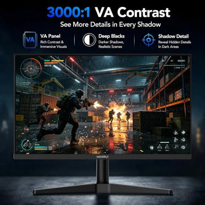 KOORUI 24 Inch Gaming Monitor, 180Hz FHD 1080P VA Display with 3000:1 Contrast, Eye Care, HDMI & VGA, VESA 100x100mm Mountable for Dorm Room, Dual-Screen Setup, PC and Console Gaming - size: 24"/FHD/180Hz