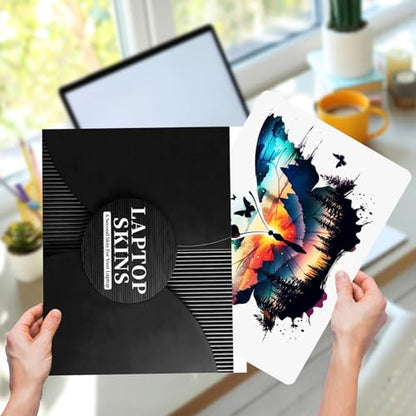 Laptop Skin Sticker for 12.1”-15.6“ Laptops (Fits 13”, 13.3”, 14”, 15”, 15.4”) | Protective Universal Reusable Vinyl Art Decal Cover | Waterproof & Scratch-Resistant-Butterfly Scrap - color: Butterfly Scrap