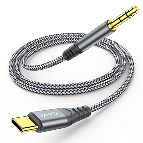 JXMOX USB C to 3.5mm Audio Aux Jack Cable (4ft), Type C to 3.5mm Headphone Car Stereo Cord Compatible with iPhone 17 16 15 Pro Max Air, Samsung Galaxy S25 S24 S23 S22 S21 Note 20, Pixel 9 8, iPad Pro - size: 1-Pack