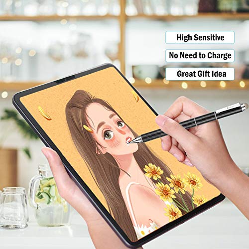 Capacitive Stylus Pen, 4-in-1 High Sensitivity and Precision Touch Screen Stylus Clear Disc Tip,Black Rubber Tip &Mesh Fiber Tip Compatible with Universal Touch Screen Device,Black - color: Black