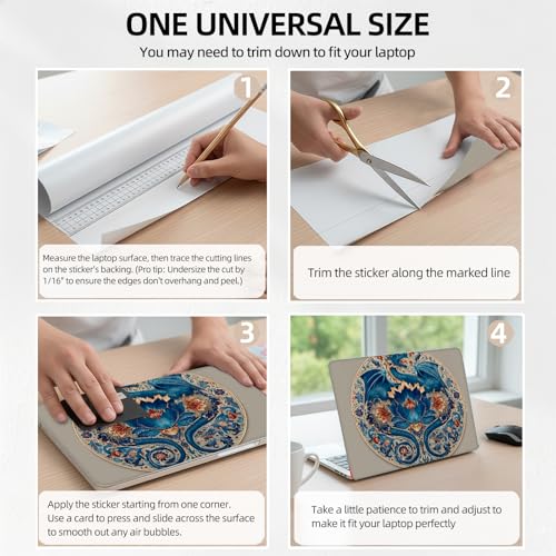 Blue Dragon and Phoenix Yin Yang Universal Laptop Skin Sticker 3PCS,Protective Decal Trim-to-Fit 11.6" 13.3" 14" 15.6" Laptop Vinyl Cover,Removable Anti-Scratch Computer Decal Protector - color: Blue Dragon and Phoenix Yin Yang