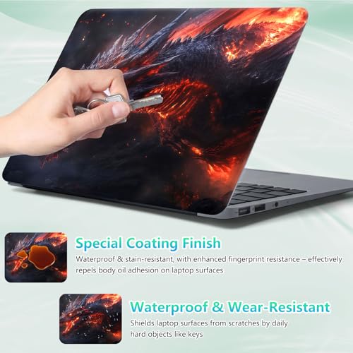 Laptop Skin Sticker Decal 12"-15.6" Universal Laptop/Notebook/Netbook Vinyl - Waterproof Scratch Resistant,Fits HP Dell Lenovo MacBook,2 Free Wrist Pads,Easy Apply & Remove,Fire Dragon Roar - color: Fire Dragon Roar
