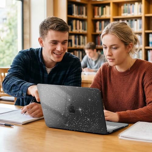 EooCoo for MacBook Neo Case 13 inch 2026, Anti Scratch, Sparkly Black | Lightweight, Protective Hard Shell Case & Keyboard Cover & Screen Film, Model A3404 with A18 Pro Chip - color: Sparkly Black