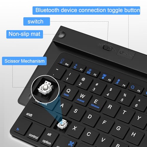 Multi-Device Bluetooth Keyboard for Mac, iPad, iPhone & Windows - Wireless for iPad Pro 12.9/11, Air, Mini, MacBook, Surface, Android Tablet - Switch 3 Devices, Auto-Reconnect, Black - color: Black