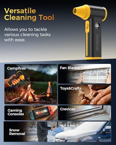 Compressed Air Duster, 130000RPM Super Power Cordless Electric Air Duster with Fast Charging, 8-Speed Adjustable Rechargeable Brushless Blower for Computer, Keyboard, Car, House and Outdoor Use