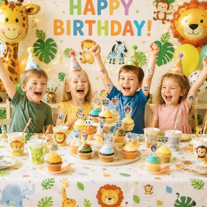 CNhoqc Realistic Style Birthday Animal Sticker Rolls, 2000Pcs, 14 Designs | Self Adhesive, Waterproof Vinyl, Page Activity Pad, Scrapbooking Supplies, Goodie Bag, Birthday Party, Greeting Card Making - style: 4 Rolls Realistic Style Birthday Animal