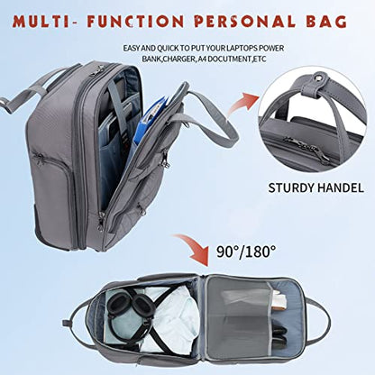 KROSER Carry On Underseat Multi-functional, 16-inch Underseater Lightweight Overnight Suitcase for Men Women, Grey - color: Dark Grey