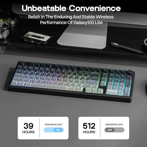 EPOMAKER Galaxy100 Lite QMK/VIA Gaming Keyboard with 8000mAh Battery | 1800 Aluminum Mechanical Keyboard with Numpad, USB-C/BT/2.4Ghz, Hot-Swap, Creamy Sound (Black, Marble White Switch) - color: Black, size: Marble White Switch