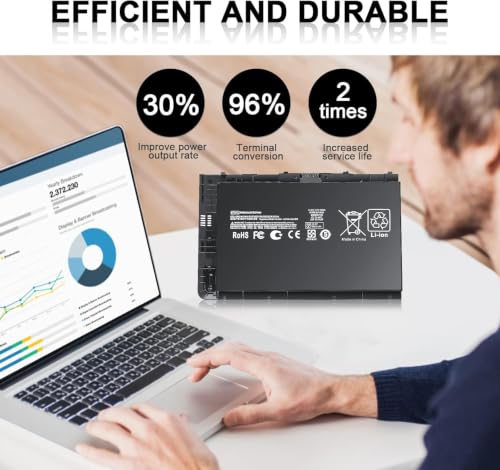 BT04XL Notebook Battery Compatible with HP EliteBook Folio 9470 9470M 9480 9480M Series Ultrabook Laptop fits BA06 BA06XL Battery Spare 687945-001 696621-001 H4Q47AA H4Q48AA BT04 - size: BT04XL