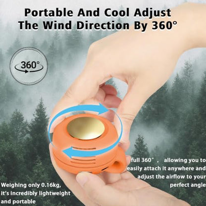 Portable Clip-On Fan, Mini USB Rechargeable 360° Rotatable Fan, Personal Fan 3-Speed Silent Mini Bladeless Fans (Orange) - color: 1 pack (A-Orange)