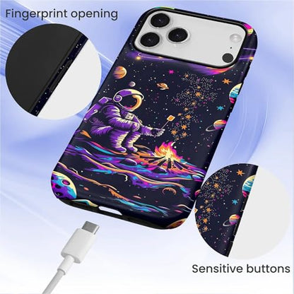 CARLOCA Case for iPhone 17 Pro,Astronaut Barbecue Design Hybrid Dual Protection Soft TPU Hard PC Shockproof Anti Scratch Men & Women Stylish Protective Phone Case - color: Astronaut Barbecue, size: iPhone 17 Pro