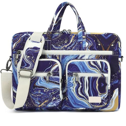 DACHEE Laptop Shoulder Bag for 15 Inch/15.6 Inch Macbook Pro - color: New Blue Marble