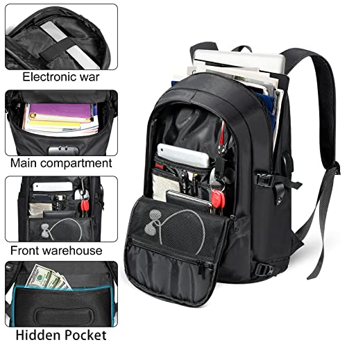 Tzowla 35 Liter Anti Theft Backpack with Giant Tumbler Holder Pocket and Lock,15.6 Inch Laptop Backpack - color: A-black, size: 35L 15.6inch