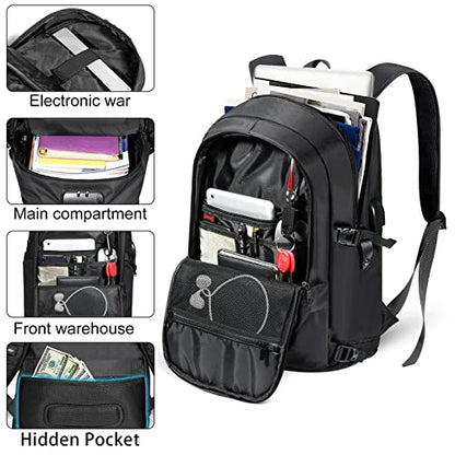 Tzowla 35 Liter Anti Theft Backpack with Giant Tumbler Holder Pocket and Lock,15.6 Inch Laptop Backpack - color: A-black, size: 35L 15.6inch