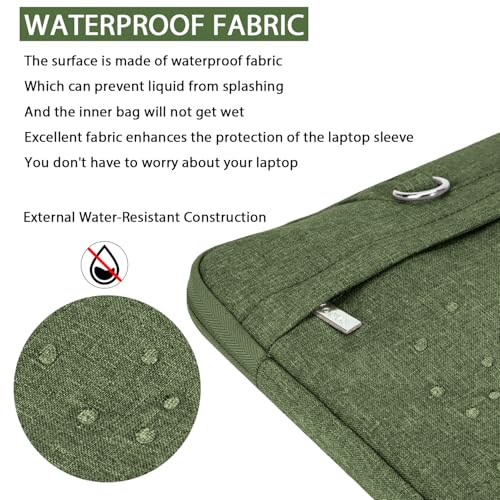 Voova Laptop Case 13 14 15 16 17 Inch with Shoulder Strap, Waterproof Laptop Bag Sleeve Slim Briefcase - color: Army Green, size: 17-17.3 Inch