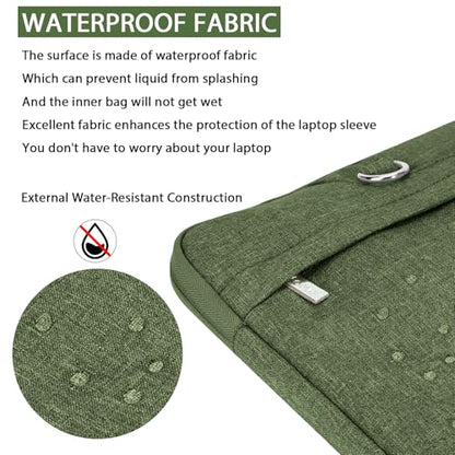 Voova Laptop Case 13 14 15 16 17 Inch with Shoulder Strap, Waterproof Laptop Bag Sleeve Slim Briefcase - color: Army Green, size: 17-17.3 Inch