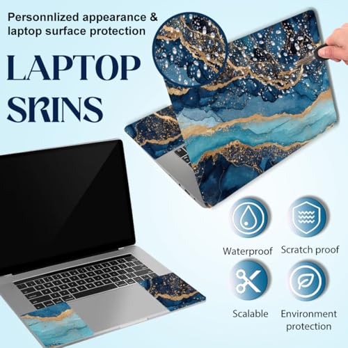 SUPERDANT Blue Marble Golden Texture Laptop Skin Sticker Decal Universal Removable Vinyl Notebook Protector Cover Fits 12 13 13.3 14 15 15.4 15.6 Inch Laptops - style: Golden Marble