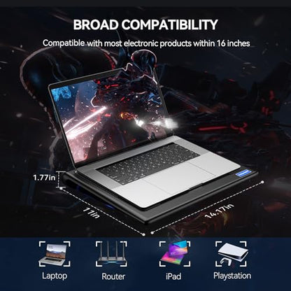 TECKNET Laptop Cooling Pad - 12"-15.6" Laptops Cooler, Powerful Cooler and Ultra Quiet for Gaming Laptops Pad, 2 Wind Speed Adjustable, USB A & C Powered Cooler Stand with Laptop Fan LED (Blue) - color: Blue