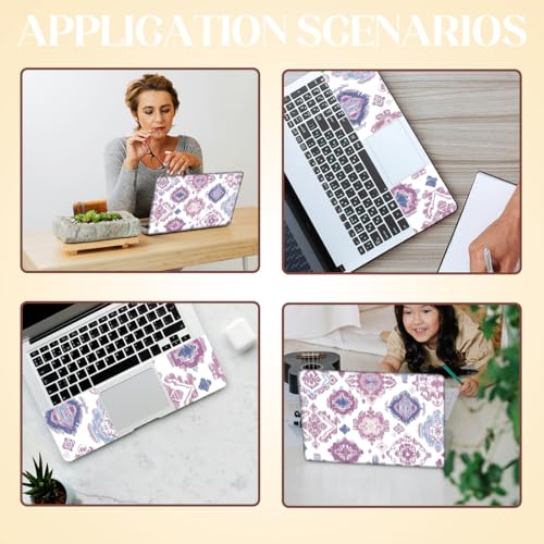 SUPERDANT Laptop Skin Stickers Laptops Cover Decals Notebook PC Computer Art Protector Universal Reusable Waterproof Vinyl Art Decal Fits 12-15.6 inch Pink Watercolor Style Tribal Pattern Purple White - color: Purple+white