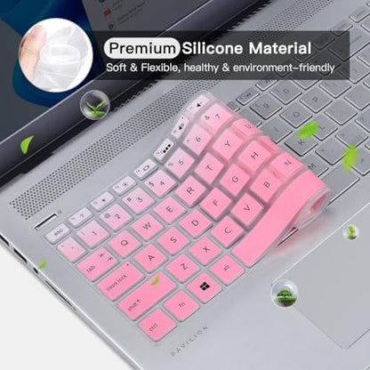 Keyboard Cover for HP Laptop 15-db 15-dw 15-dy 15-da 15-bs/bw 15-ef 15t 15z 15.6" Model 15-db0011dx 15-dy1043dx/dy1051wm 15-dw0037wm/dw1083wm 15-ef1001ds, HP 17-by/bs/ca 17.3 Keyboard Skin, Ombre Pink - color: Ombre Pink