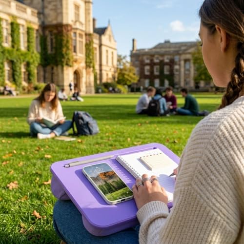 LAPGEAR Compact Lap Desk – Purple Amethyst, Fits 14" Laptops | Microbead Cushion, Built-In Pencil Slot, Carry Handle, Fits Standard Letter-Size Paper (8.5" × 11") - color: Purple Amethyst, size: 14″ Laptop (Compact)