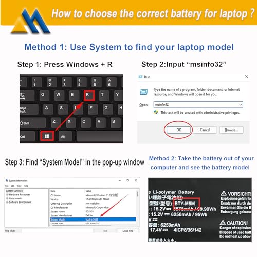 BTY-M6M 99.99Wh Laptop Battery Replacement for MSI GS66 Stealth 10SE 10SF 11UE 11UH GE66 Raider 10UG 11UG GE76 for Raider 11UE 11UG GE76 for Dragon Tiamat 11UH WS66 10TM 11UMT 11UKT for Creator 15 - size: 13.98*4.53*0.33 inch BTY-M6M