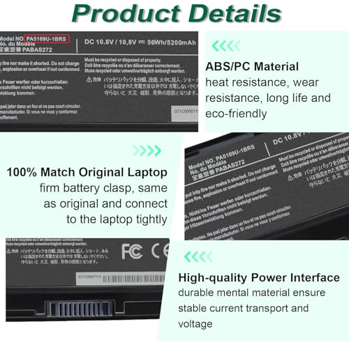 PA5109U-1BRS PABAS272 Battery for Toshiba Satellite S75-B C75 C75D-B C75D-C | C55 C75D-B7100 C75D-B7304 C75D-A7223 L75-B7150 L75D-A7284 S75-A7334 C55D-A5381 C55-A5135 C55-A5172 PA5110U-1BRS PA5108U-1BRS