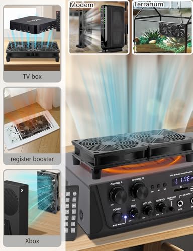 120mm x 2 USB Cooling Fan 5V DC Fan with Speed Control | 240mm Powered Router Fan Cooling for DVR Computer Receiver Xbox TV Box PlayStation Cabinet Modem - size: 240mm USB 5v