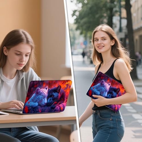 Universal Laptop Skin Sticker Decal, 12"-15.6" Aesthetic Vinyl Wrap, Leopard Panther Couple Waterproof Notebook Cover Art Protector for MacBook HP Dell Lenovo, Fits 13" 14" 15" 15.6" - color: Leopard Panther Couple