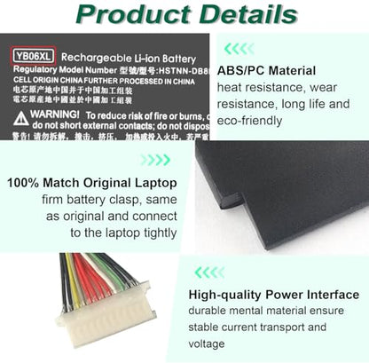 DMKAOLLK 84.08Wh YB06XL 928372-855 928427-272 Battery for HP Spectre X360 | Convertible 15-CH011DX 15-CH0XX 15T-CH000 15-CH011NR 15-CH 15T-CH Series 928372-856 928427-271 YB06084XL 11.55V - size: 12.08*3.93*0.2inch YB06XL