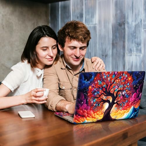 Universal Laptop Skin Sticker Decal, Compatible with MacBook HP Dell Lenovo 12"-15.6", Reusable Vinyl Notebook Cover 3PCS Set, High-Recognition Film-Sparking Clolorful Tree - color: Sparking Clolorful Tree