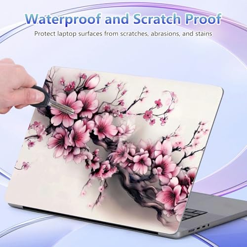 Laptop Skin Sticker Decal Cover,Cherry Blossom Pink Flowers | DIGTIALL Universal Laptop Skin Sticker, Waterproof Removable Notebook Decal Protector Cover for 12 13 14 15 Inch Laptops - color: Cherry Blossom Pink Flowers