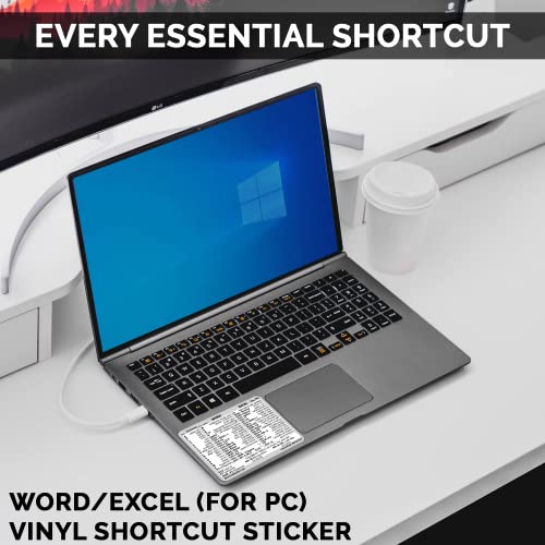 SYNERLOGIC Microsoft Word/Excel (for Windows) Reference Guide Keyboard Shortcut Sticker, Laminated, No-Residue Vinyl (White/Small) - color: White