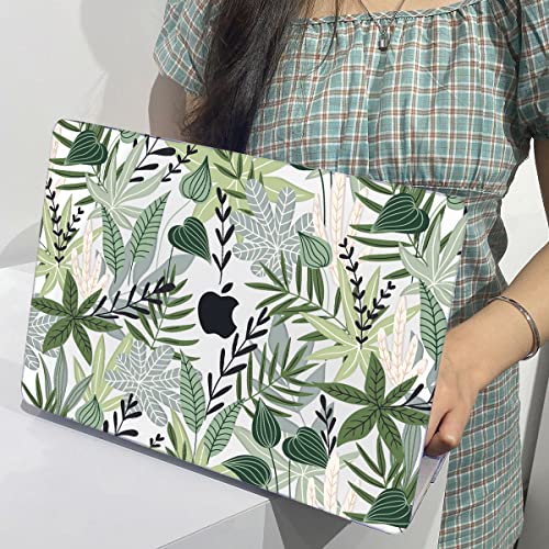 for MacBook Air 13 inch Case 2021 2020 2019 2018 for Mac A2337 M1 A2179 A1932 Cover with Touch ID, Crystal Plastic Hard Shell Case Keyboard Skin Screen Protector, Tropical Green Leaves - color: Tropical Green Leaves