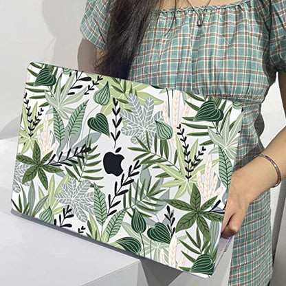 for MacBook Air 13 inch Case 2021 2020 2019 2018 for Mac A2337 M1 A2179 A1932 Cover with Touch ID, Crystal Plastic Hard Shell Case Keyboard Skin Screen Protector, Tropical Green Leaves - color: Tropical Green Leaves