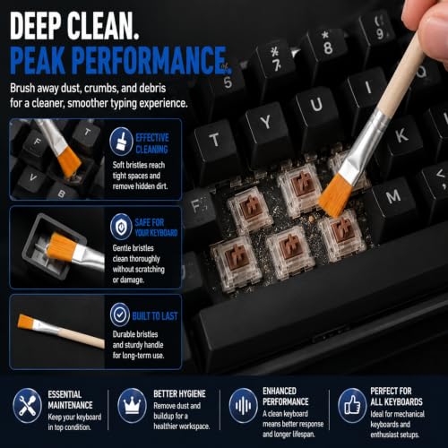 Mechanical Keyboard Switch Puller - 304 Stainless Steel Switch Remover Tool with Anti-Static Cleaning Brush for Hot Swap Gaming Keyboard Modding, Ergonomic PCB-Safe Design