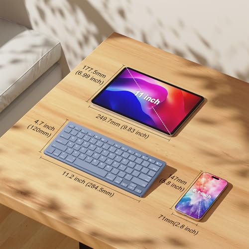 OMOTON Ultra-Slim Bluetooth Keyboard for iPad 11th/10th/9th/8th/7th, iPad Pro/Air/Mini and iPhone Series, Wireless iOS Keyboard with 12 Multimedia Keys for Office, Home, Travel, School, Deep Blue - color: Deep Blue