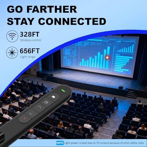 Presentation Clicker for Powerpoint Presentations, Black, A | Long-Range Wireless Presenter Remote, Magnetic USB Receiver, PowerPoint Clicker Compatible with Windows/Android/macOS/Linux - color: Black