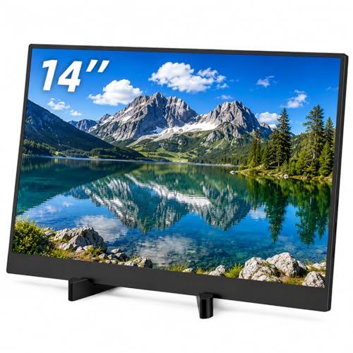 14 Inch Portable Monitor for Laptop, 1366x768 IPS Display, with Stand, USB Type C and Mini HDMI Port, Suitable for Laptops, PC, Mobile Phones, PS, Xbox, as an Laptop Monitor Extender - size: 14"