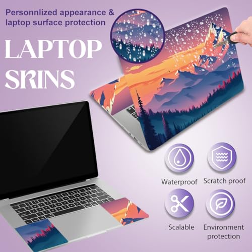 SUPERDANT Laptop Skin Sticker Sunset Mountain Laptop Decals Personalized Universal Notebook Computer Wrap Vinyl Skin Stickers Cover Art Decal Removable 12-15.6 Inch Waterproof Scratch-Resistant Gifts - style: Sunset Mountains
