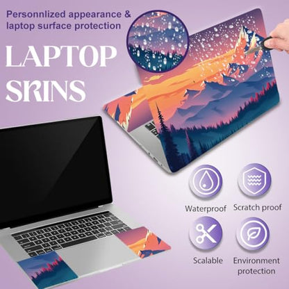 SUPERDANT Laptop Skin Sticker Sunset Mountain Laptop Decals Personalized Universal Notebook Computer Wrap Vinyl Skin Stickers Cover Art Decal Removable 12-15.6 Inch Waterproof Scratch-Resistant Gifts - style: Sunset Mountains