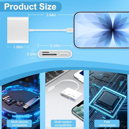 USB C to Micro SD TF Memory Card Reader, 3 in 1 USB Camera Card Reader Adapter, Compatible with iPhone 15, iPad Pro, MacBook Pro/Air, Chromebook XPS, Galaxy S10/S9 and Other USB C Devices