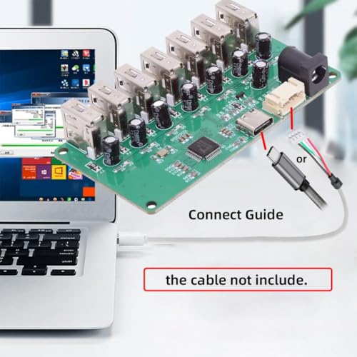 ChenYang 7 Port USB 2.0 HUB,Pitch=2.0mm 4Pin/USB C 1 to 7 USB 2.0 Splitter Port Multiplier Expansion Adapter with DC 5V Power Port for Laptop/Flash Drive/Keyborad/Mouse - style: PH2.0 1-to-7 USB-A