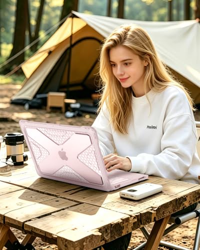 Fintie Rugged Case for MacBook Neo 13 Inch A3404 2026, Blush | Heavy Duty, Fingerprint Resistant, Shock-Absorbing, TPU Bumper, Hard Shell, Snap-On Cover, Work Travel Study Daily Use - color: Blush