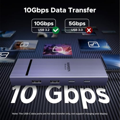 UGREEN Revodok Pro 7 in 1 USB-C Hub to DisplayPort 4K 60Hz | 100W Power Delivery 10Gbps USB-A and USB-C 3.2 for MacBook Neo/Pro/Air, iPad Pro, Thinkpad, Rog Ally and More.