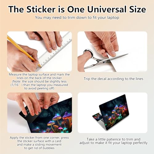 Laptop Skin Sticker Decal 15.6 Inch,12 13 13.3 14 15 15.6 in Laptop Netbook Skins for Notebook,Art Decal Removable Waterproof Scratch Resistant,Universal Vinyl Cover,Glitter Mushroom Forest - color: Glitter Mushroom Forest