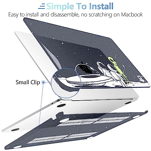 MEEgoodo Case for M5/M4/M3/M2 MacBook Air 15 inch Case 2026 2025 2024 2023, Laptop Shell Fit Model (A3448/A3241/A3114/A2941) for MacBook Air 15.3-inch, Astronauts & Alien - color: Astronauts & Alien
