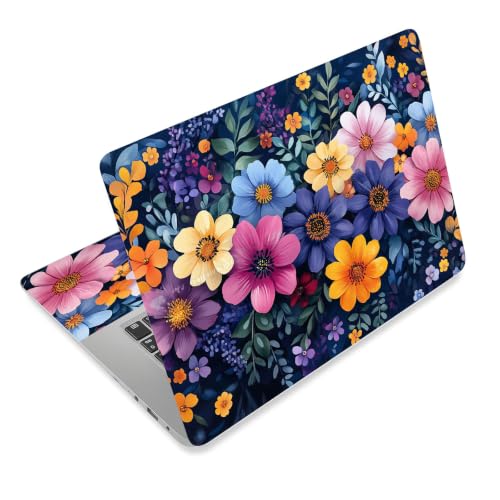 Laptop Skin Sticker Decal for 12 13 13.3 14 15 15.6 in, Universal Vinyl Waterresistant Protector Cover for Notebook PC Netbook, Computer Decor for Women Girls Dark Floral Blooms - color: Dark Floral Blooms