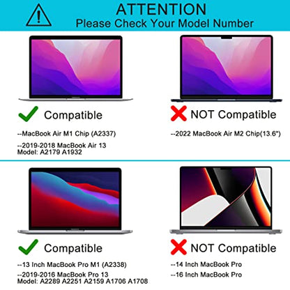 Tempered Glass Screen Protector for MacBook Air 13 (M1 2021-2018, A2337, A2179, A1932), MacBook Pro 13 (M2, M1 2023-2016), Mac Pro 13 (MA2338, A2289, A2251, A2159, A1706, A1708), No Bubble - size: MacBook Air 13”